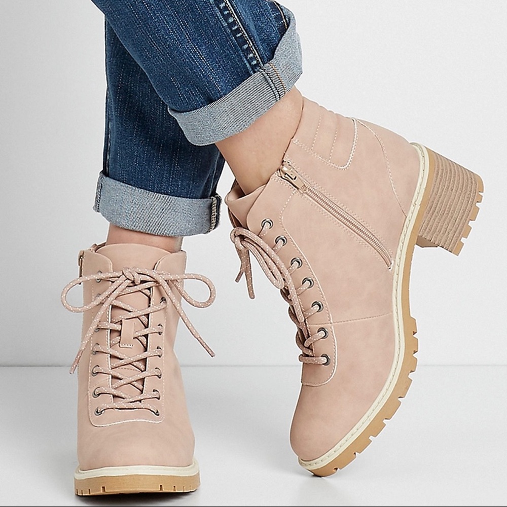 NWT Morgan Blush Lace Up Hiker Boot ($60)